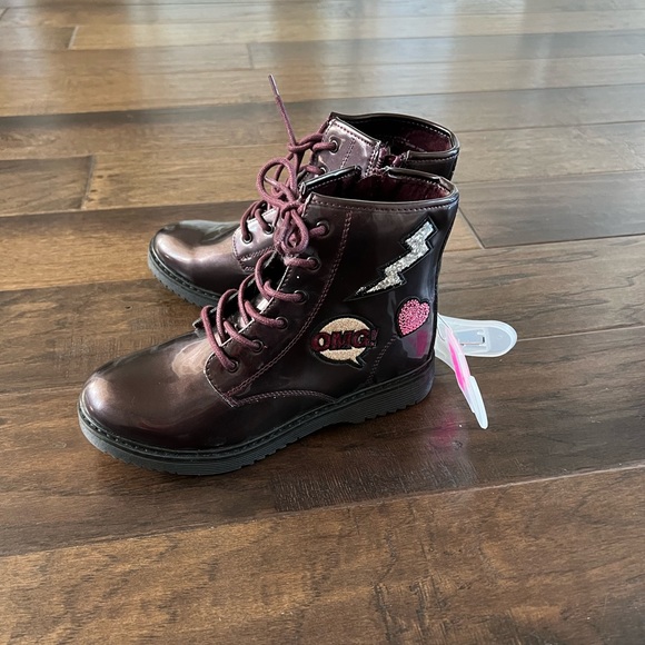 🔥Brand New! Big Girl Children’s Place Burgundy Boots Booties Shoes size 3 - Picture 7 of 10